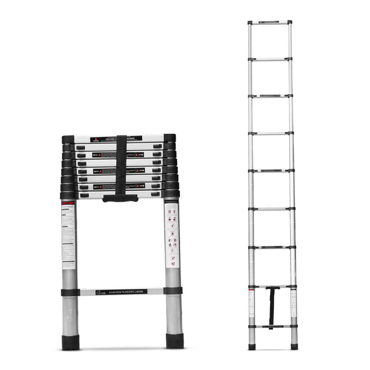 corvids-2-6m-8-5-feet-portable-compact-aluminum-telescopic-ladder