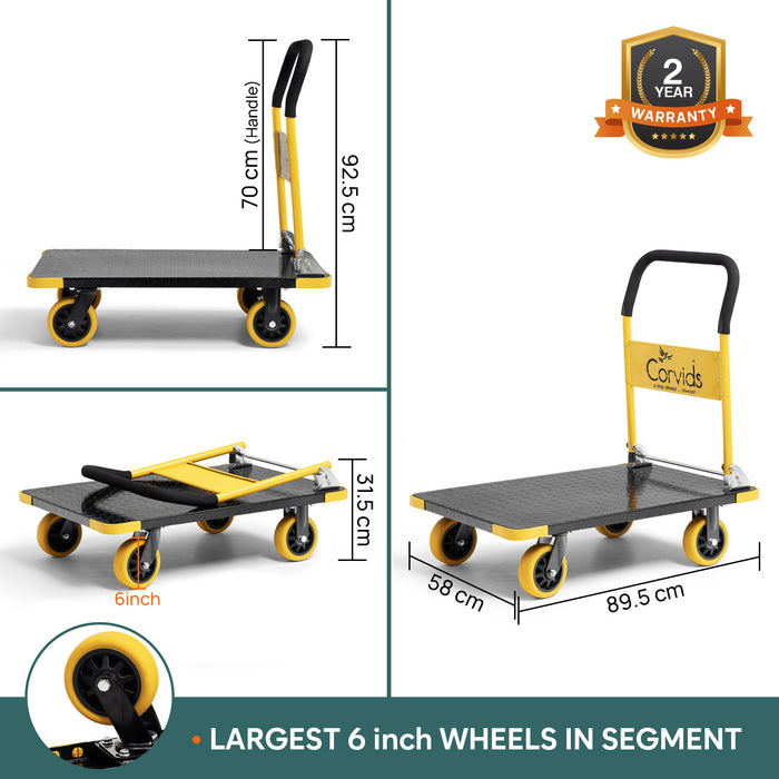 Corvids Heavy Duty Metal Platform Trolley 400 kg Dimensions